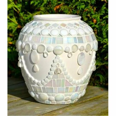 GARDENCONTROL Abstract Mosaic Pattern Ceramic Planter White GA3370252